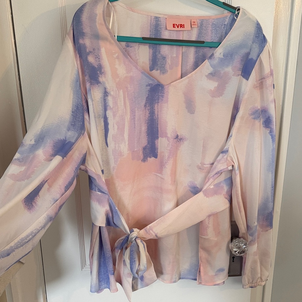 EVRI Women's Pink and Purple Tie-Dye Blouse